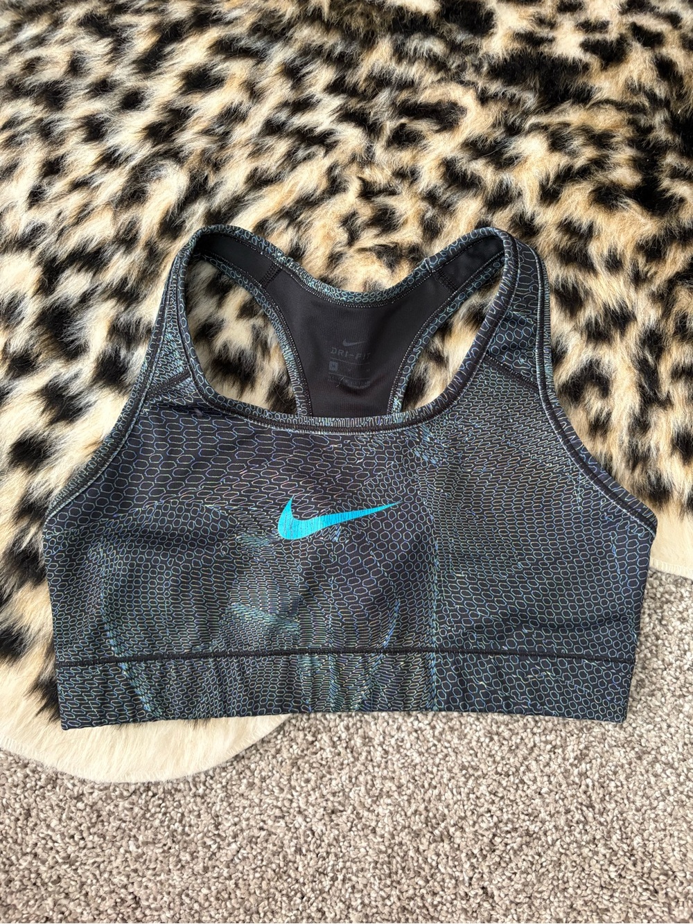 Nike Black Sports Bra with Teal Swoosh